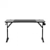 Escritorio gaming huzaro Hero 3.6 — rectangular 1400×600 mm, altura ajustable 560–790 mm, negro, patas en H, tablero de 15 mm