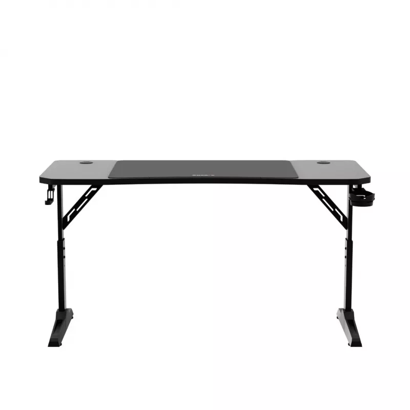 Escritorio gaming huzaro Hero 3.6 — rectangular 1400×600 mm, altura ajustable 560–790 mm, negro, patas en H, tablero de 15 mm