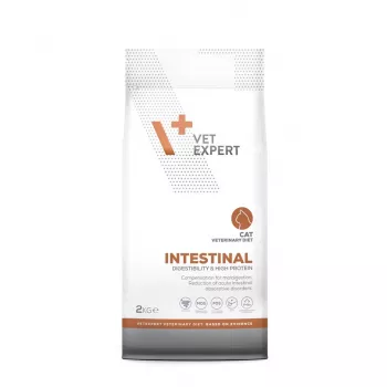 Comida seca VETEXPERT Veterinary Diet Intestinal para gatos, 2 kg — aves, 38 % proteína, 20 % grasa, sin gluten ni soja