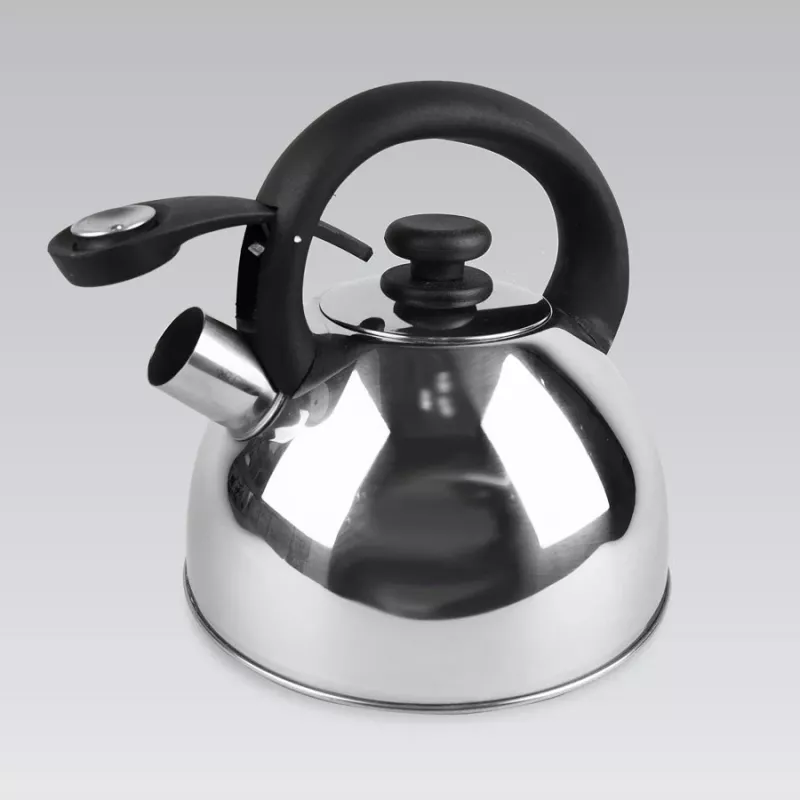 Hervidor Maestro MR1302 acero inoxidable 2,5 L, apto para inducción, silbato con tapa abatible, asa negra