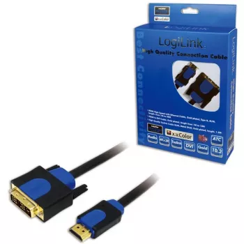 Adaptador de cable de vídeo LogiLink CHB3102 2 m HDMI DVI-D negro azul