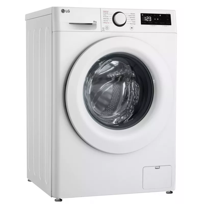 LG | Lavadora | F2WR508SWW | Clase de eficiencia energética A-10% | Carga frontal | Capacidad de lavado 8 kg | 1200 rpm | Profundidad 47,5 cm | Anchura 60 cm | Pantalla | LED | Función vapor