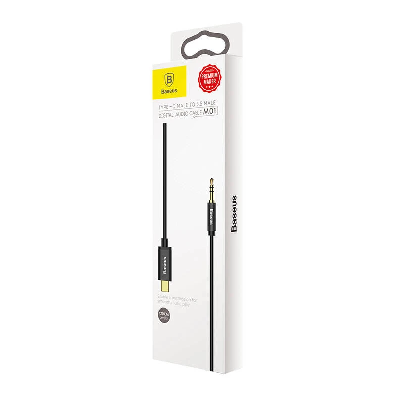 Baseus Yiven cable de audio USB-C a minijack 3,5 mm, 1,2 m (negro)