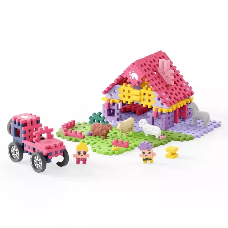 Marioinex Mini Waffle set de construcción de 112 piezas – Farmer Urocze Ranczo, multicolor, edad 6+