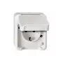Toma de corriente Merten MEG2300-8019 CEE 7/3, compatible con CEE 7/4, blanca, IP44, termoplástico, 83×73×57 mm