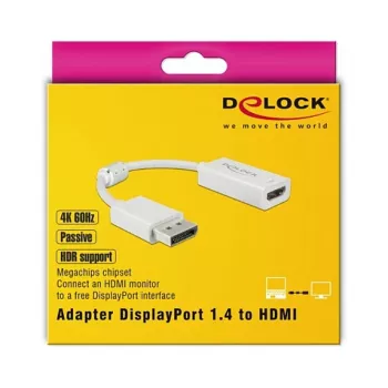 Adaptador de cable de vídeo DeLOCK 63936 DisplayPort a HDMI 0,1m Blanco