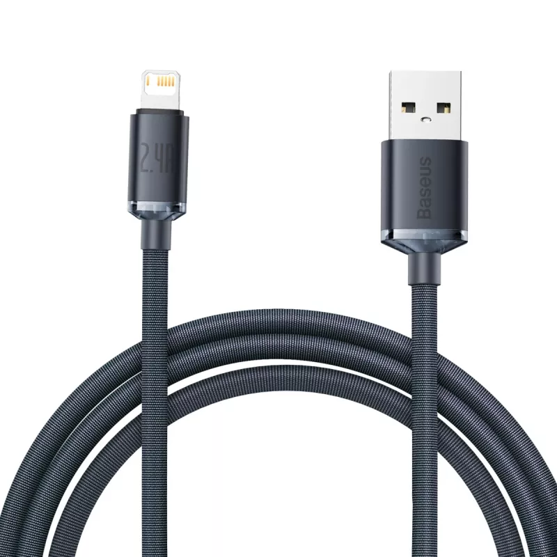 Baseus Crystal Shine Cable USB a Lightning, 2,4A, 2m (negro)