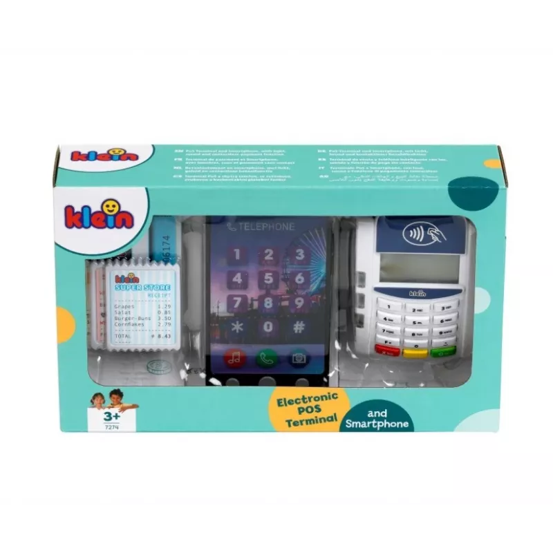 Terminal de pago de juguete KLEIN 172740 con accesorios para smartphone para sets de juego de rol