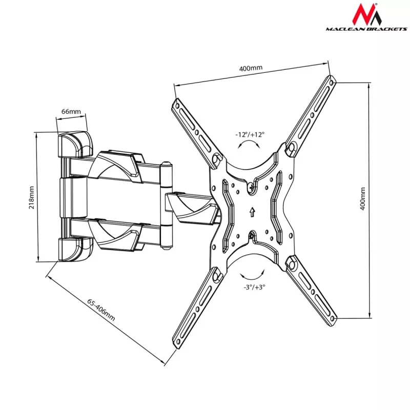 Maclean Mc-743 - Soporte VESA para monitor/TV, 13-50 negro, 30 kg