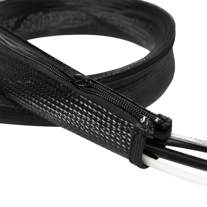Tubo para cables LogiLink con cremallera, 2,0 m, gris de poliéster, resistente a la abrasión, a la tracción y a la deformación, resistente a los impactos, - 1 ud. (KAB0074)