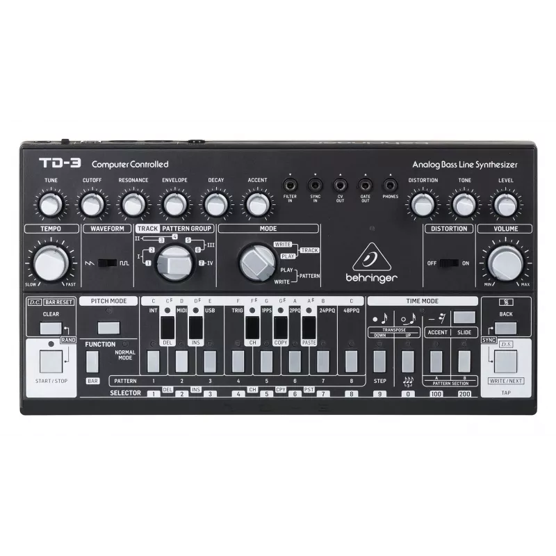 Behringer TD-3-BK sintetizador analógico de líneas de bajo, negro