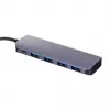 Hub USB Unitek P5+ — 5 puertos (4 × USB 3.2 Gen 2 Type-A), host USB 3.2 Gen 1, 5 Gbit/s, 10 W PD, aluminio, gris