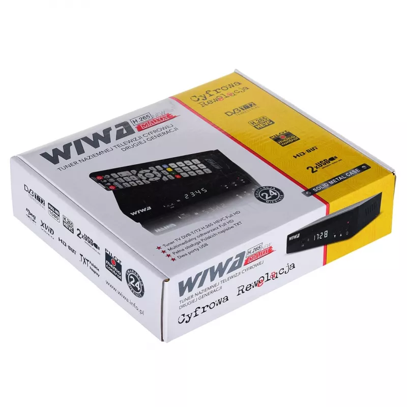 Sintonizador de TV WIWA H.265 LITE — sintonizador DVB-T/DVB-T2 con soporte H.265, Full HD, HDMI, USB, SCART
