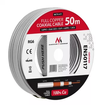 Cable coaxial Maclean MCTV-471 RG-6/U 50 m blanco