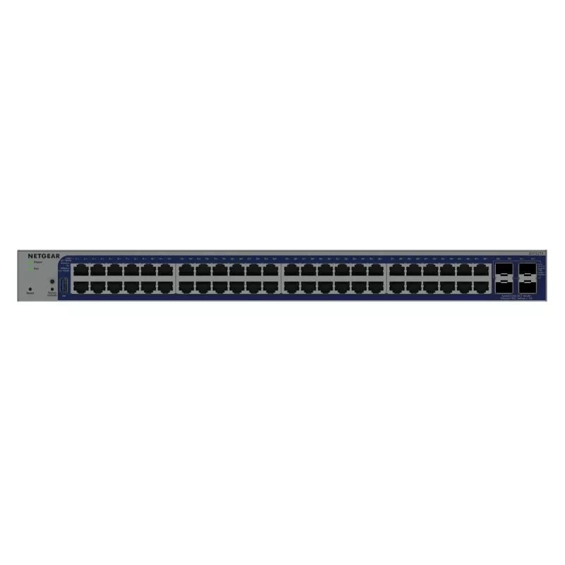 Switch Gigabit Ethernet gestionado Netgear GS752TX, 48x RJ-45 10/100/1000, soporte 10G, rack 1U, gris