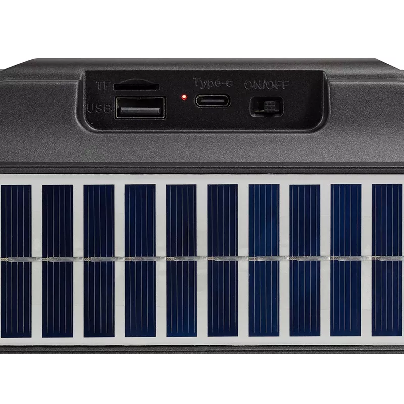Tracer Explorer TRAGLO47616 altavoz Bluetooth portátil, TWS, Bluetooth 5.3, 15 W RMS, radio FM, linterna, panel solar, powerbank de 1800 mAh, microSD, negro