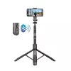 Palo selfie con trípode Crong CRGSGU1BLK aluminio Bluetooth con patas plegables y soporte para móvil