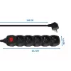 Alargador Esperanza ELK215K – cable de 3 m, 5 tomas con toma de tierra tipo E, para interiores, negro