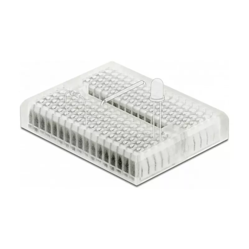 Protoboard DELOCK 18323 — plástico transparente, 36×46×10 mm