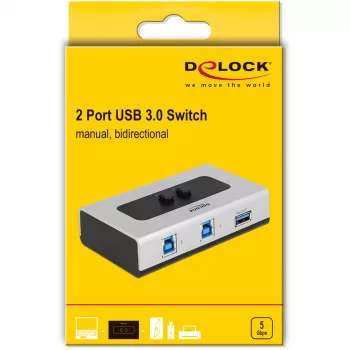 DeLOCK 87667 USB 3.0 conmutador de compartición bidireccional de 2 puertos