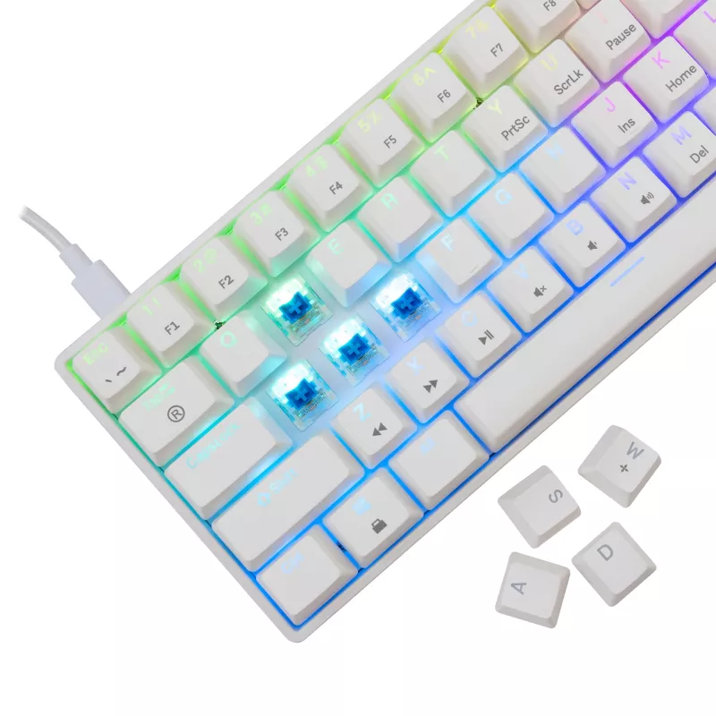 Teclado mecánico con cable White Shark Shinobi-2 (GK-004221) — switches azules, blanco, distribución US