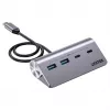 Hub USB Unitek H1337AGY01 – 4 puertos (2×USB-C, 2×USB-A), hasta 5 Gbit/s por puerto, aluminio, Plata