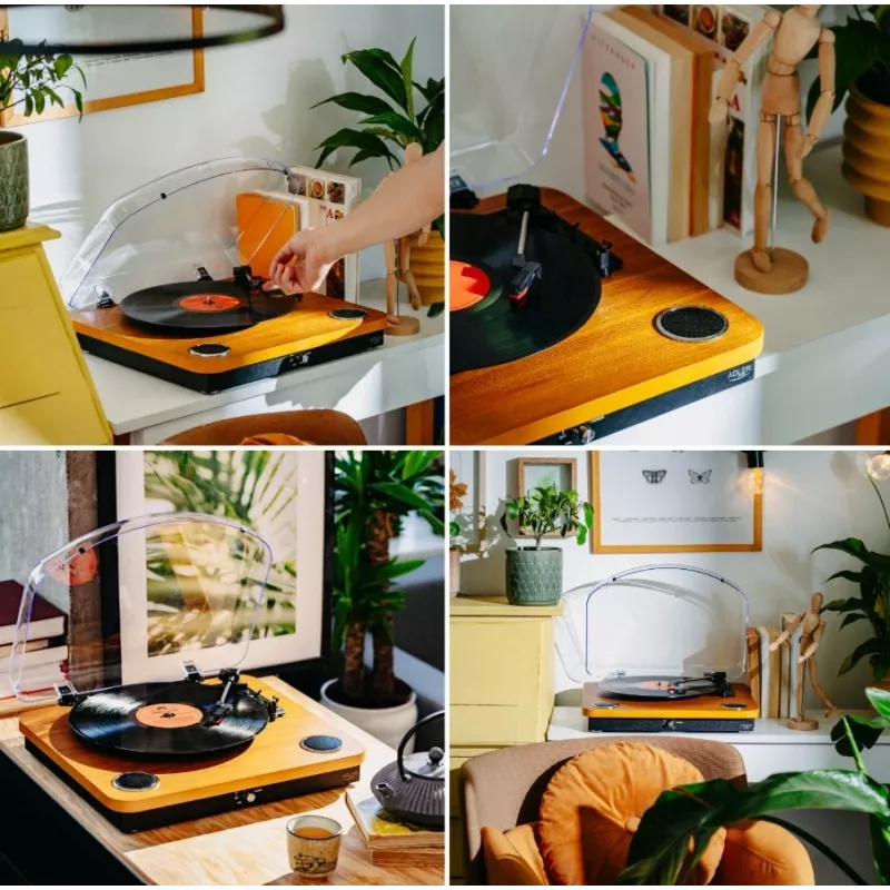 Adler AD 1914e tocadiscos con USB, Bluetooth, 33 1/3 y 45 rpm, cápsula cerámica, altavoces integrados de 2x0,8 W, salida RCA