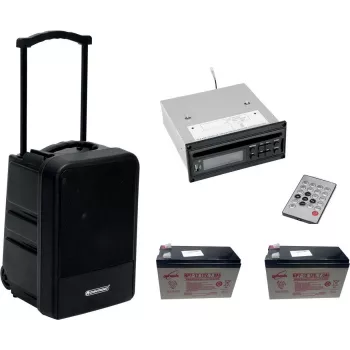 Sistema PA inalámbrico portátil Omnitronic MOM-10BT4 con reproductor de CD, USB, SD y 2 baterías recargables
