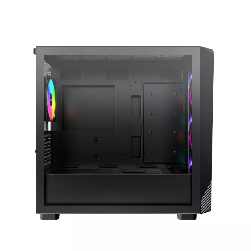 Montech X5M (B) caja de PC Micro Tower – Micro-ATX/Mini-ITX, 3x120mm frontal, 1x120mm trasero, compatible con fuentes ATX, 2x3,5 pulgadas + 4x2,5 pulgadas, negra