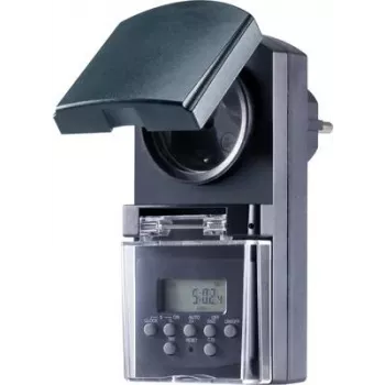 Basetech BT-2106308 Temporizador de enchufe digital programa semanal 1800 W IP44 función cuenta atrás, función aleatoria