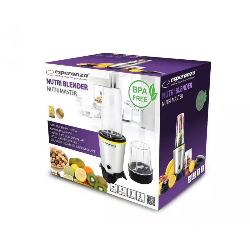 Batidora de vaso Esperanza EKM028 1000 W Negra, Acero inoxidable