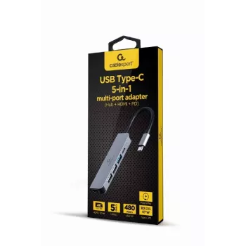 Gembird A-CM-COMBO5-03 adaptador multipuerto USB Type-C 5 en 1 (hub + HDMI + PD)