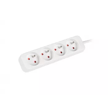 Regleta de enchufes 1,5 m, blanca, 4 enchufes, cable de cobre macizo
