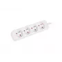 Regleta de enchufes 1,5 m, blanca, 4 enchufes, cable de cobre macizo