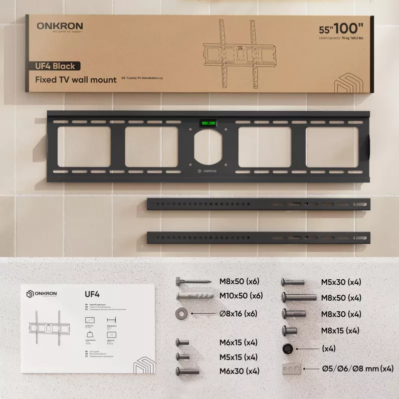 Soporte de pared para TV/55-100/SCHWARZ UF4-B Onkron