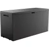 Caja de almacenamiento exterior Keter 249722 270 L, resistente a la intemperie, grafito, rectangular 1180×440×580 mm