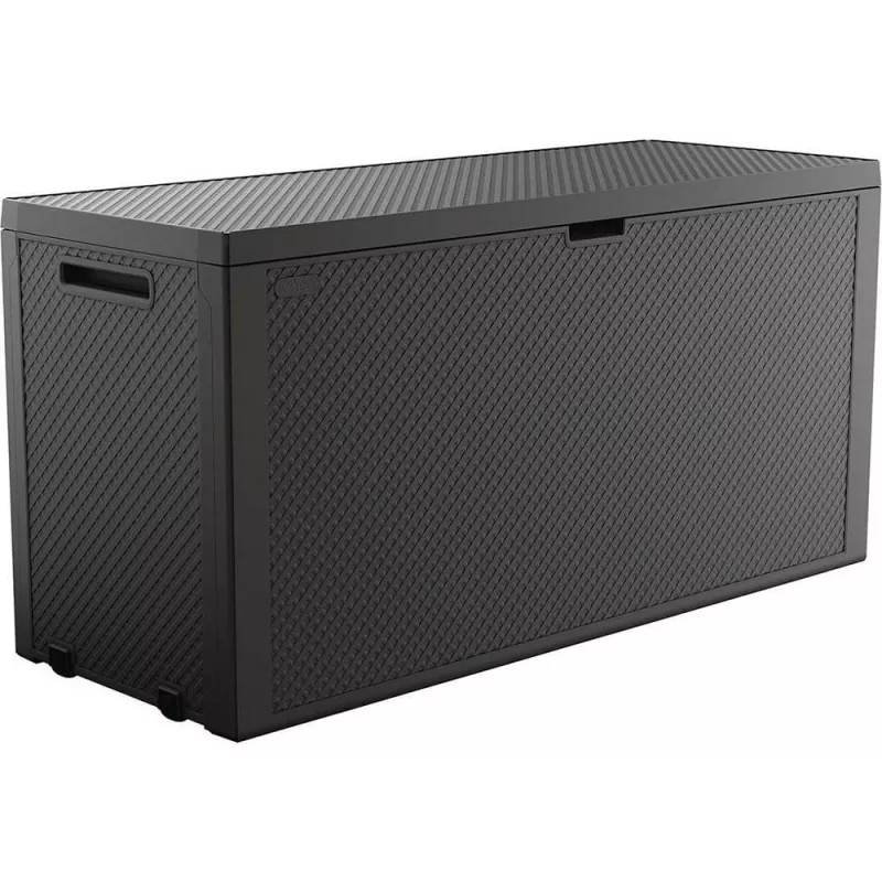 Caja de almacenamiento exterior Keter 249722 270 L, resistente a la intemperie, grafito, rectangular 1180×440×580 mm
