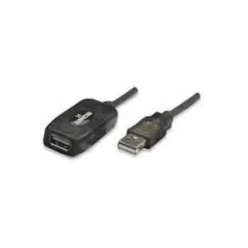 Manhattan cable alargador USB-A a USB-A, 10 m, conector macho a conector hembra, activo, 480 Mbit/s (USB 2.0), en cascada, repetidor integrado, Hi-Speed USB, negro, tres años de garantía, equivalente a USB2AAEXT10M.