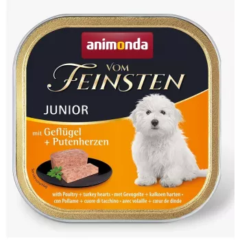 ANIMONDA Vom Feinsten Junior Geflügel y Truthahnherz - Comida húmeda para perros - 150 g