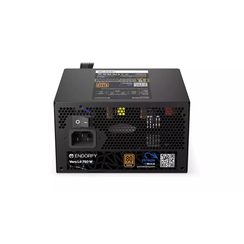 Fuente de alimentación ENDORFY Vero L6 750 W, 24 pines ATX, 80 PLUS Bronze, ventilador de 120 mm, Negro