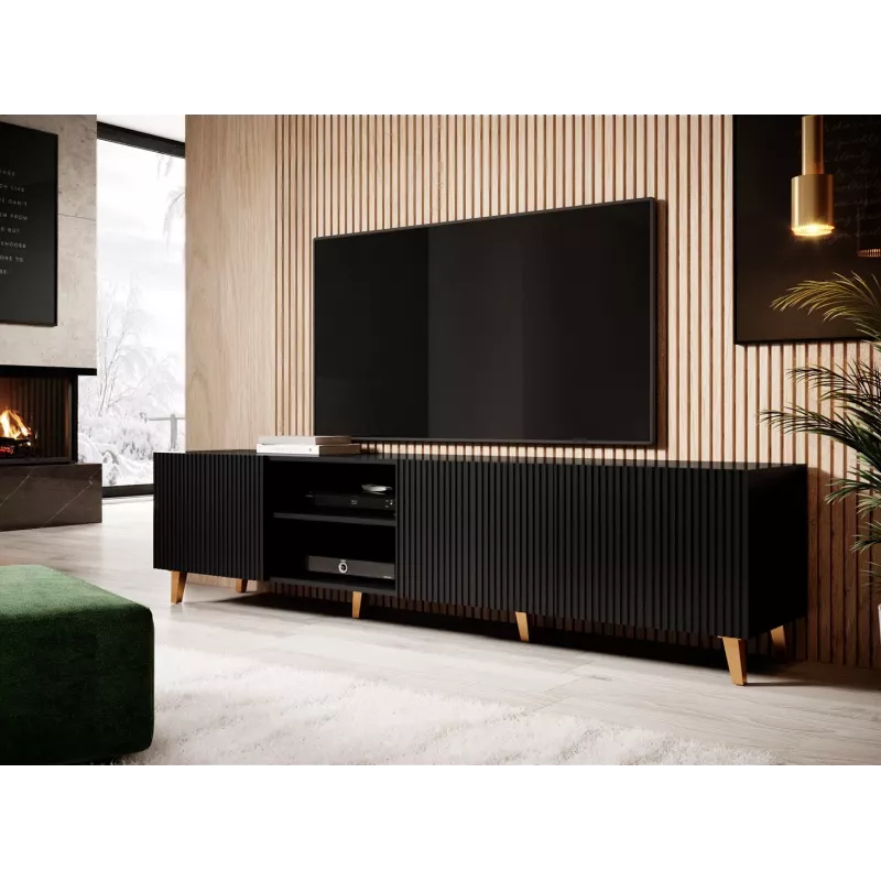 Mueble RTV Cama PAFOS 200x42x52 negro mate
