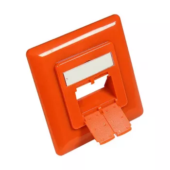 Pieza central 50x50 mm con marco embellecedor 80x80 mm para tomas de red, naranja puro RAL2004, Good Connections (GC-N0058)