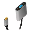 Cable adaptador de vídeo USB Type-C a VGA (D-Sub) LOGILINK CUA0104 0,15 m, gris/negro