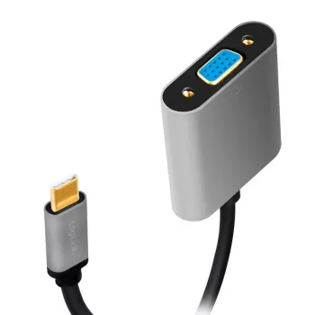 Cable adaptador de vídeo USB Type-C a VGA (D-Sub) LOGILINK CUA0104 0,15 m, gris/negro