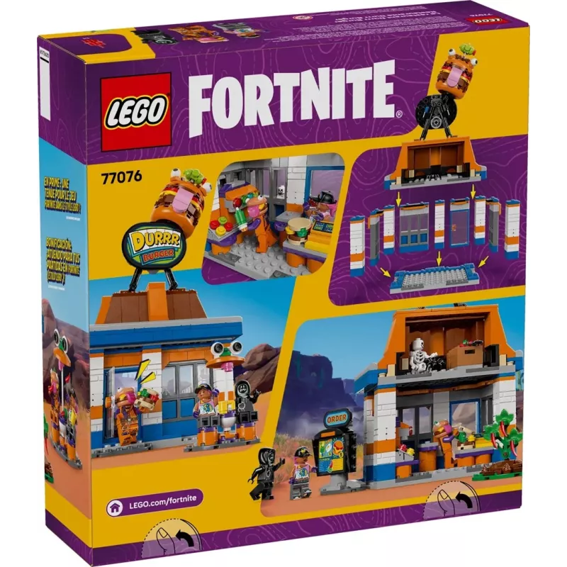 Juguete de construcción LEGO FORTNITE 77076 Set de juego Restaurante Durrr Burger — 546 piezas, 4 minifiguras, 270×180×90 mm