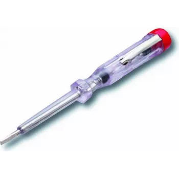 Destornillador comprobador de tensión Cimco 111320 — comprobador aislado, 12,5 cm, cromo/rojo/transparente