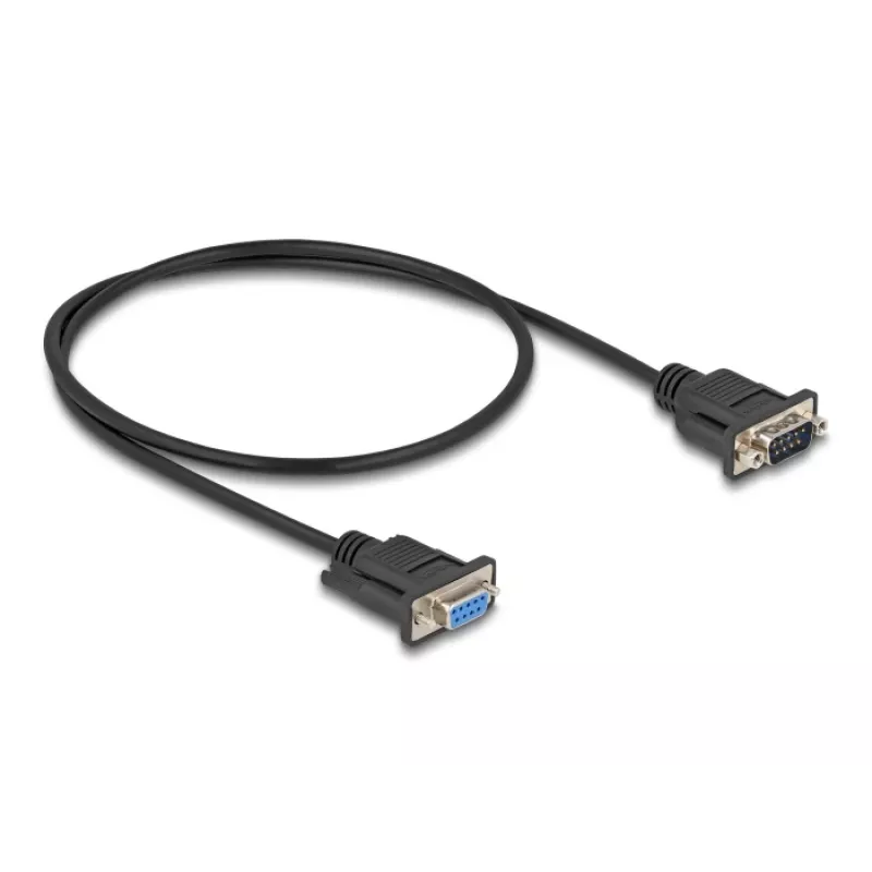 DeLOCK 87819 Cable serie RS-232, D-Sub 9 macho a hembra, 0,5 m, negro