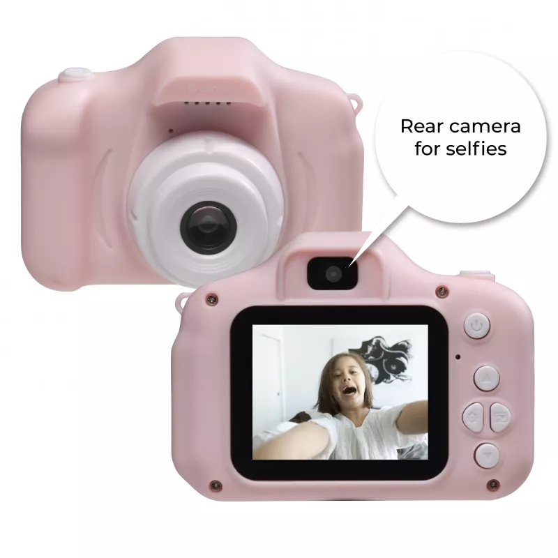 Cámara digital infantil DENVER KCA-1340RO — compacta 85 g, rosa