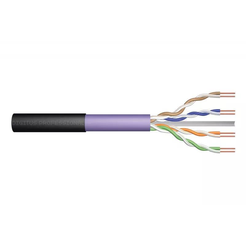 DIGITUS Professional cable de instalación - cable a granel - 500 m - UTP - CAT 6 - libre de halógenos, exterior, robusto - negro