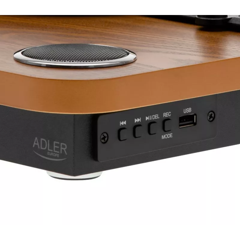 Adler AD 1914e tocadiscos con USB, Bluetooth, 33 1/3 y 45 rpm, cápsula cerámica, altavoces integrados de 2x0,8 W, salida RCA